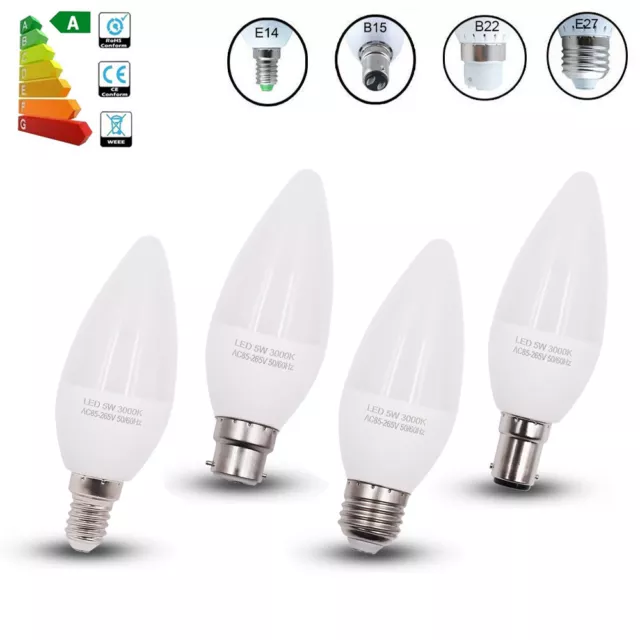 3W 5W LED Candle Light Bulbs Small Screw E14 E27 B15 B22 Bayonet Bulb Daylight