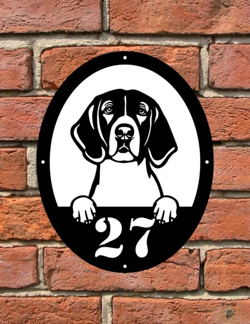 Letrero de placa con número de puerta personalizado con perro 021 American Foxhound