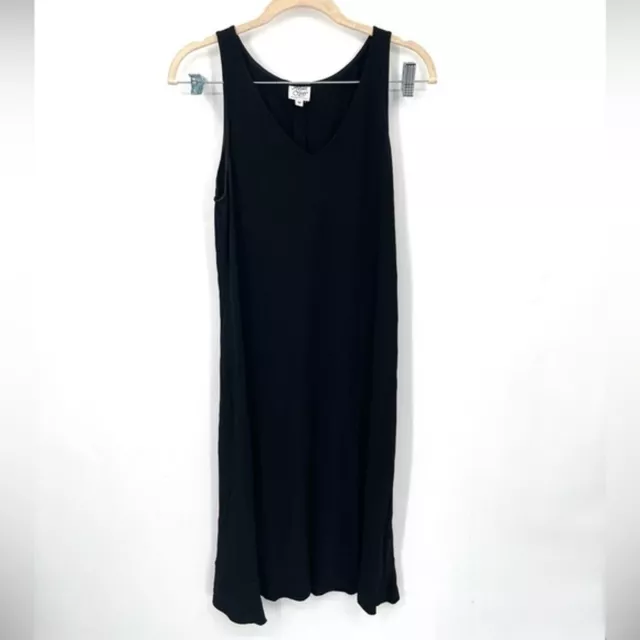 Margaret O’Leary V Neck Women Medium Sleeveless Black Knee Length Basic Dress