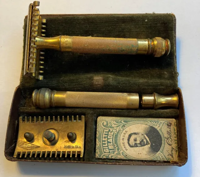 Antique  Gillette Safety razor & blade + original box + another Gilette Razor