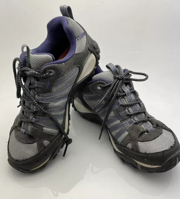 Merrell Women’s Waterproof Gray & Purple Hiking Shoes Lace Up Sneakers Size 7M