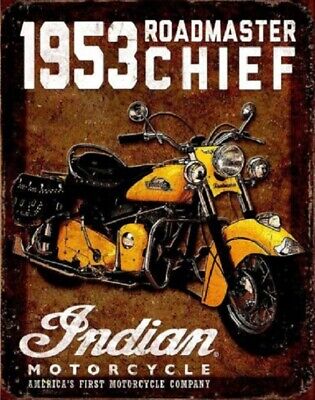Indian Motorcycle 1953 ROADMASTER CHIEF Retro Metal Tin Sign 12 x 8 NEW Garage