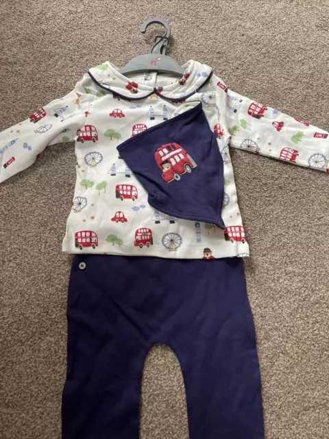 Hamleys London Themed Bus Bear 3 Piece Baby Boys Outfit 12-18 Months