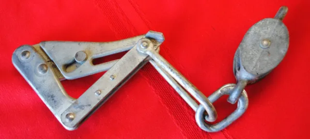 Vintage M. Klein & Sons Cable Wire Grip Puller and Double Block Pulley, Old Tool
