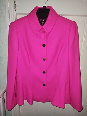 TED BAKER hot pink Bracti Peplum Detail Wool/Cashmere Jacket Coat size 3 UK 12