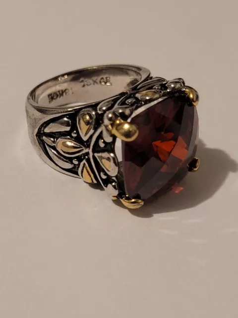 18K HGE White Gold Cocktail Ring With Large Red Crystal