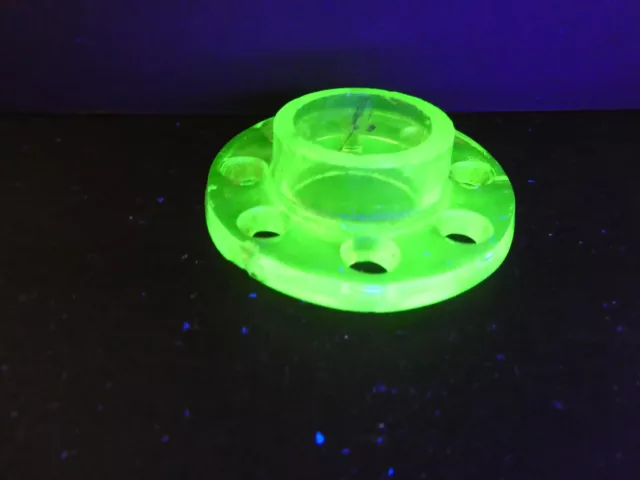 Green Uranium Glass Art Deco Float Bowl Vase Centre Piece Frog 2