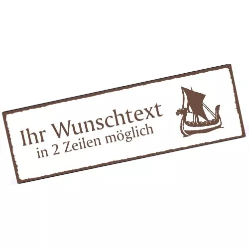 Türschild Wikingerschiff  Namensschild personalisiert mit Gravur - 150mm x 50mm