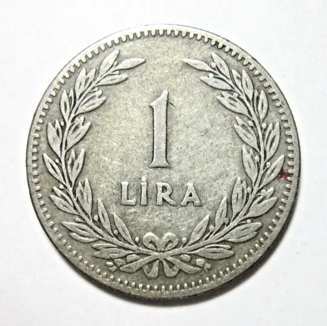 Turkey.  Silver 1  Lira,  1947.
