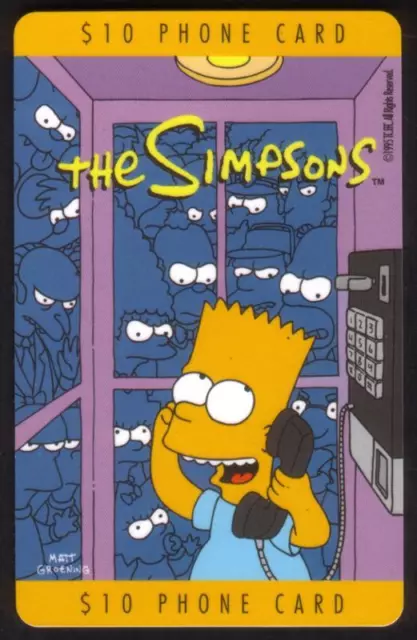 $10. Bart Simpson. From The Simpsons: Bart Talking On PayPhone Phone Card