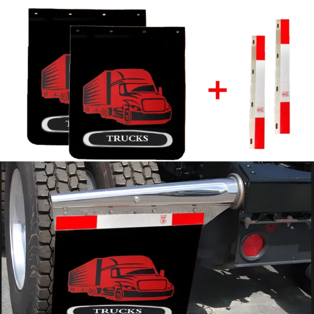 24"*30" Mud Flaps and Reflector Strips for Semi-Truck Trailer Heavy-Duty Truck