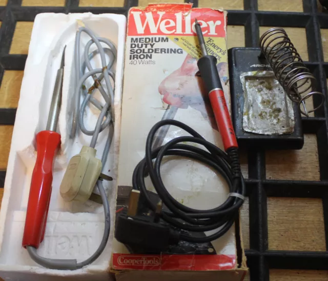 2 Weller Soldering Irons .. 40W And Miniature 12W