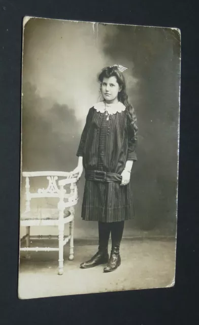 Cpa Photo Postcard 1910-1920 Girl Anonymous Photography