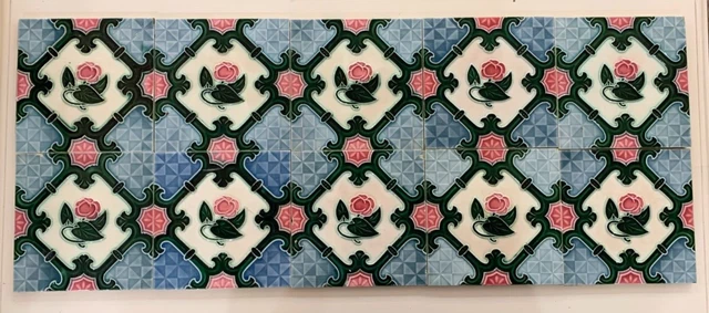 Tiles Japan 6x6 Inches Majolica Rare Antique Collectible Art Nouveau Set of 10