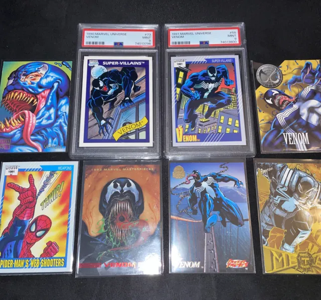 Marvel Universe 1990 1991 VENOM PSA 9 MINT + Bonus Venom & Spider-Man cards !