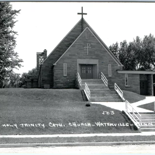 c1950s Waterville, Minn RPPC Holy Trinity Catholic Church Real Photo PC MN A112