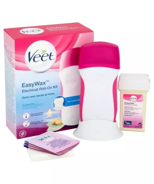 Veet EasyWax Beine & Arme elektrisches Roll-On Haar feuchtigkeitsspendendes Entfernungsset 50ml 2