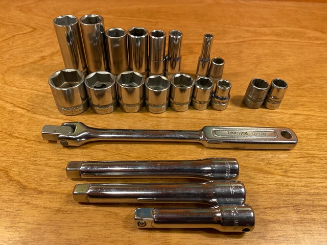 Vintage DURO/INDESTRO 21-pc  3/8"  Socket Set, Breaker Bar, 3-Extensions, USA