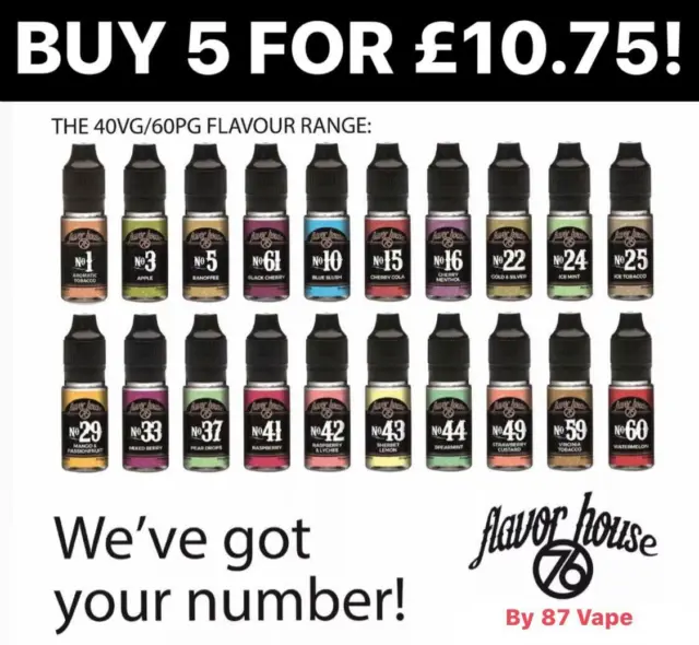 Flavour House 76 E Liquid Vape Juice 10ml | 6mg 12mg 18mg Nicotine | QUALITY UK 3