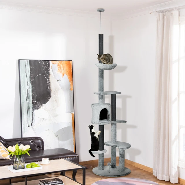 225255CM FLOOR TO Ceiling Cat Tree with Scratching Posts, Hammock