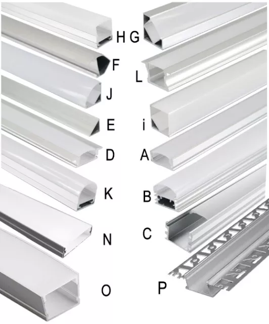 1m LED Aluprofil Aluminium Profile Alu Schiene Abdeckung Leiste für LED Strips