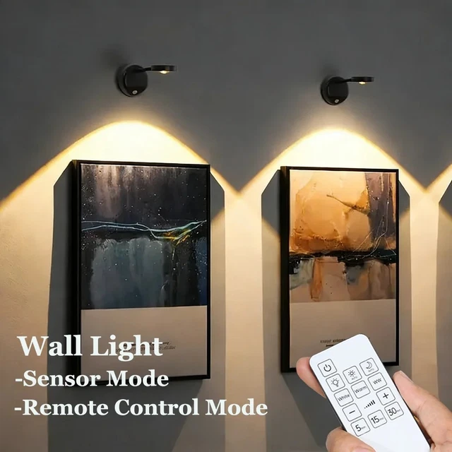 WIRELESS RECHARGEABLE LED Wall Light Motion Sensor Dimmable Picture ...