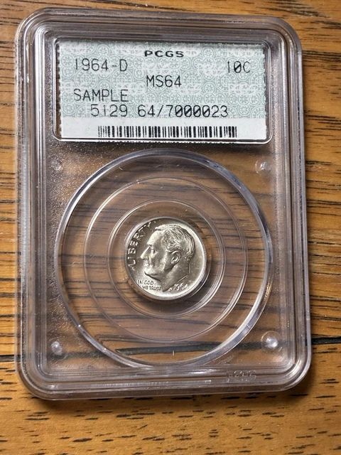 1964 D ROOSEVELT Dime PCGS MS 64 Doily Sample Slab RARE $596.85