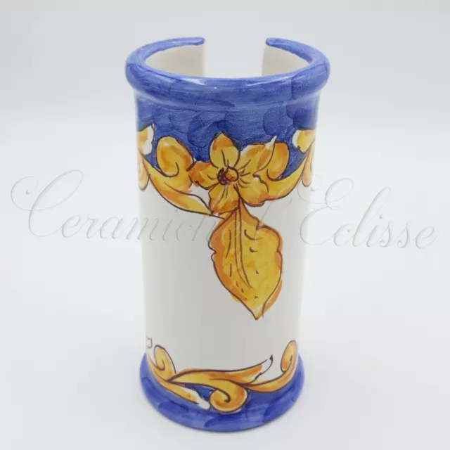 Dispenser Porta Bicchieri di Plastica in Ceramica Vietri Artiginale Barocco blu