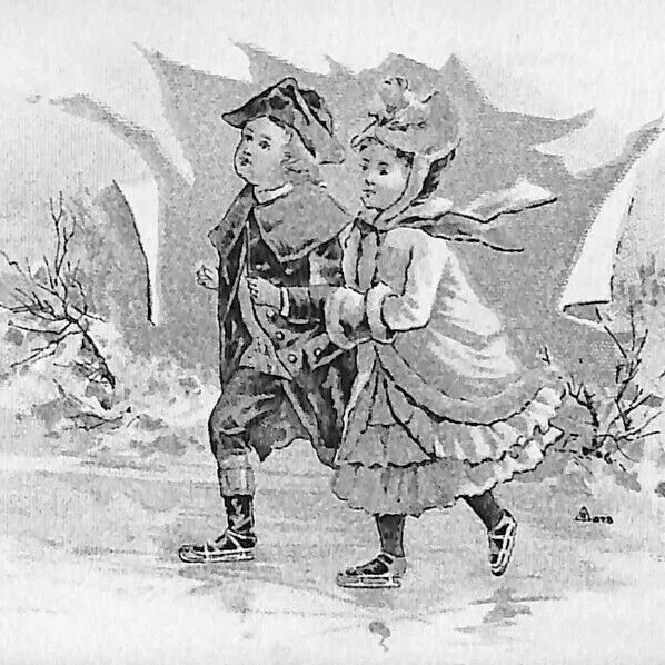 Scarce c1900 Ink Blotter Charles H. Howell Insurance Sanford, ME - Kids Skating