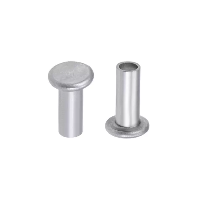 100 pz M5 x 12mm alluminio testa piatta rivetti Semi-Tubolare tono argento