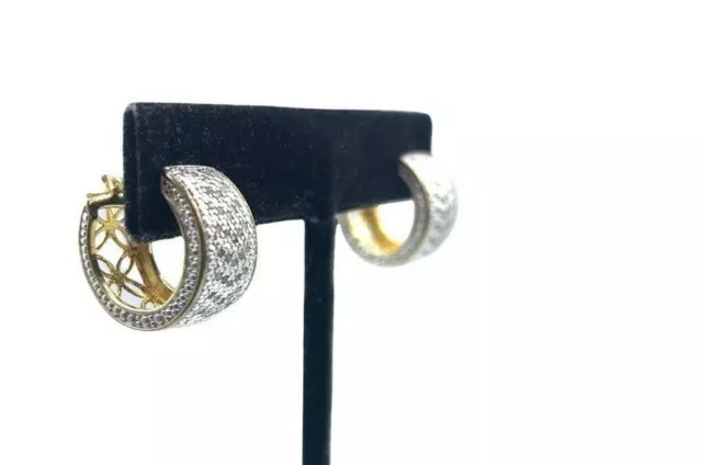 DBJ Natural Diamonds China Huggie Gold Plated 925 Sterling Silver Earrings