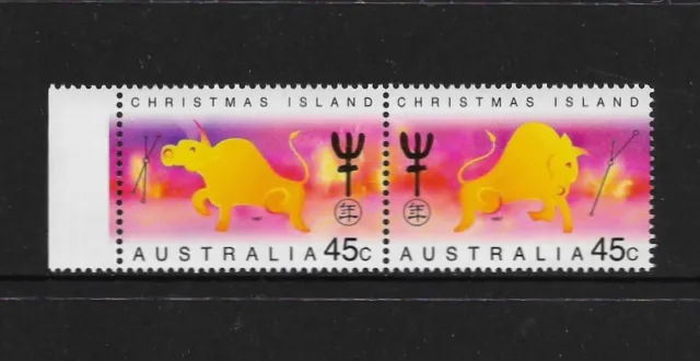 CHRISTMAS ISLAND 1997 Year of the Ox, No.2, mint pair, set of 2, MNH MUH