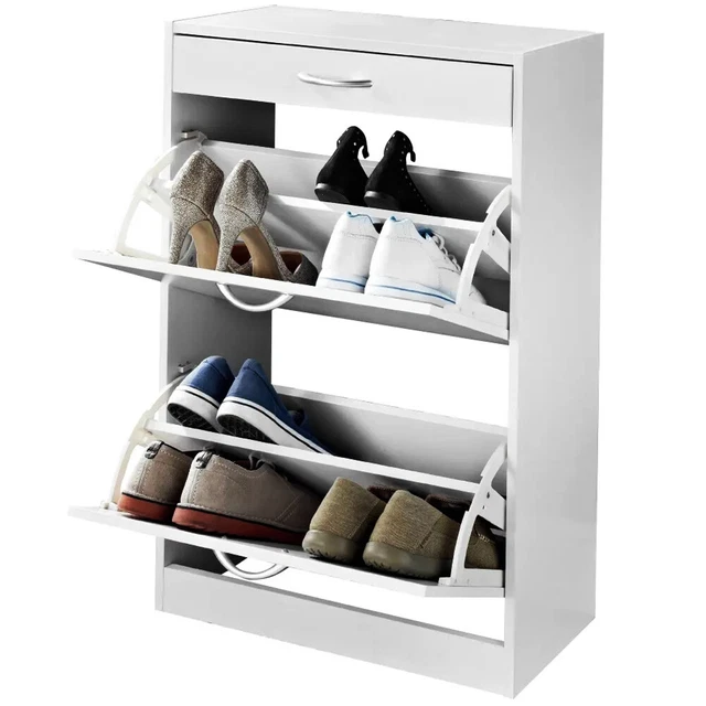 Scarpiera Salvaspazio In Legno Melaminico - 2 Ante E 1 Cassetto, 63x33x95 Cm, Colore Rovere - Foto 11