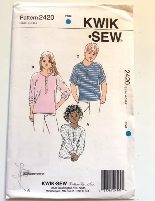 KWIK SEW  2420  NEW AND UNOPENED....see details            Sizes: 4-5-6-7