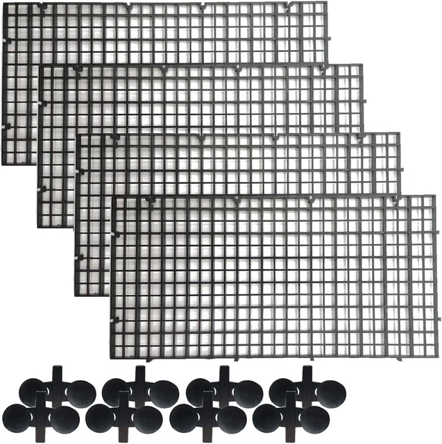 4PCS Aquarium Divider Tray Plastic Grid Aquarium Egg Crate Light Diffuser, Fish
