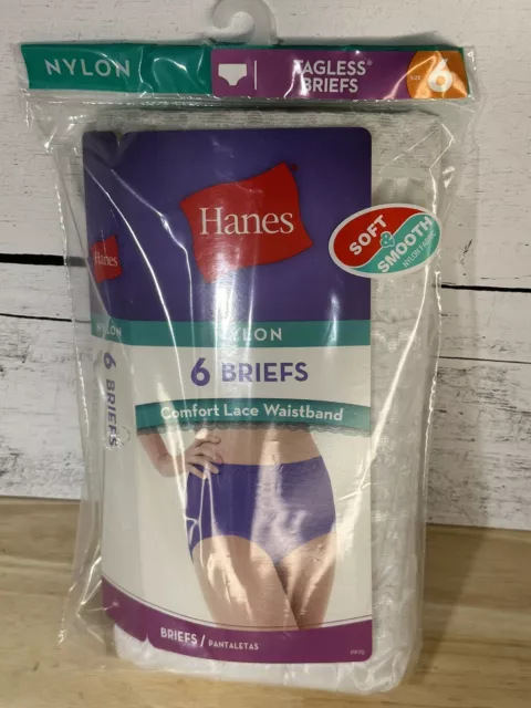 HANES WOMEN'S NYLON Lace Brief Panty Underwear, 6-Pack White Size 6 PP70AS  $24.95 - PicClick