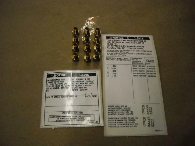 Lennox 51W01 Natural Gas High Altitude Kit, 170537