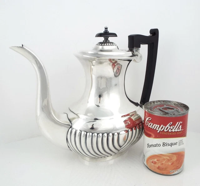 Estate Viners Sheffield England Alpha Silver Plate Fluted Coffee Pot Teapot