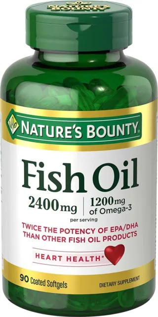 Nature's Bounty Fish Oil 2400 mg Softgels, 90 count EXP 12/2023
