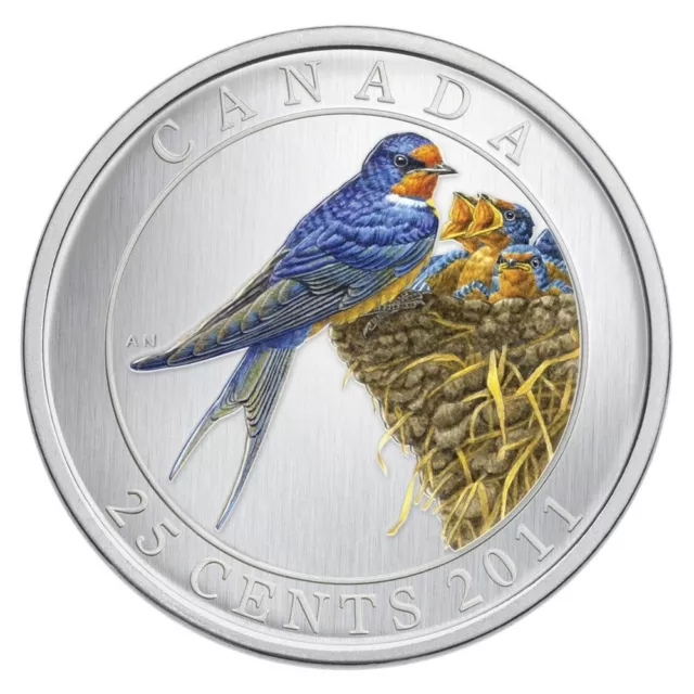 2011 Canada 25 cent Coloured Coin - Barn Swallow