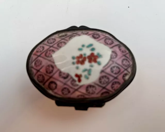 Antique Porcelain And Brass Lidded Rocco Decorated Box 1900'S Possibly French
