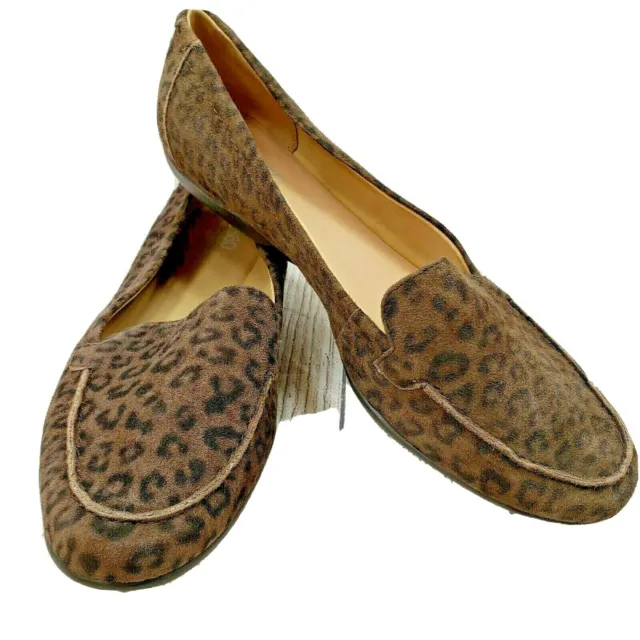 e 360 by Easy Spirit "Jeyden" Women 9.5M Animal Print Suede Leather Loafers