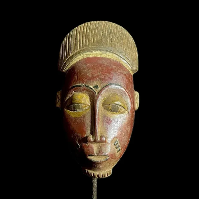 African Tribal Face Mask Wood Handicraft GURO Of Solid Wood Hand Carving-9225