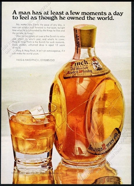 1969 Haig & Haig Pinch Scotch Whisky bottle photo vintage print ad