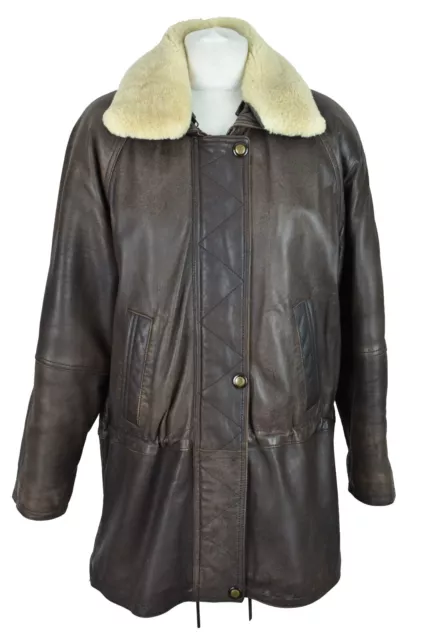 LAKELAND Brown Leather Padded Coat size Uk 10 Womens Real Leather Full Zip