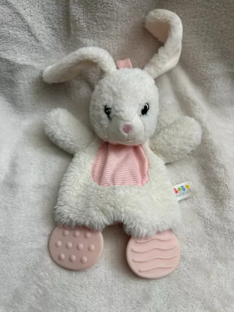 Bobo buddies bunny comforter blankie blanket soft toy pink white teether