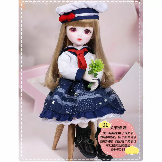 Mini 1/6 BJD SD Doll 26cm Girl Ball Jointed Doll + Eyes + Face Make up Full Set