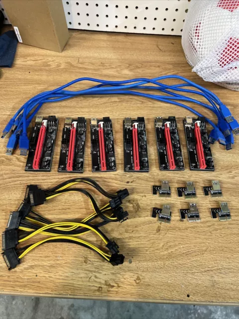 USB PCI-E Express 1 to 16x Extender Riser Card Adapter. set of 6