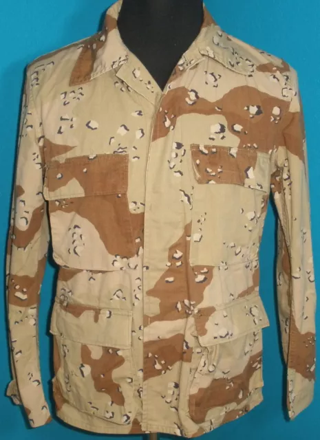 VTG Men's Medium ARMY Military Combat Coat Shirt Desert Storm Camo Pattern BDU