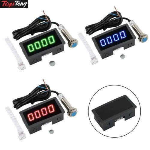 LED Tachometer RPM Speed Meter With Hall Proximity Switch  NPN Sensor 4 Digital